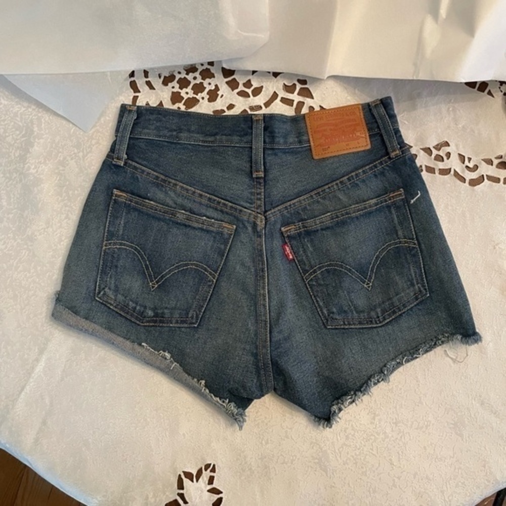 Levi’s 501 Highrise Blue Denim Shorts Cotton Size 23 - Picture 4 of 13